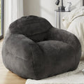 Grey Faux Fur Bean Bag Chair with Memory Foam Filler Q86125