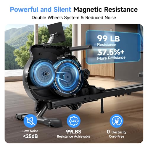 Magnetic Rowing Machine, 350 LB Capacity, 16-Level Resistance, Foldable N159460