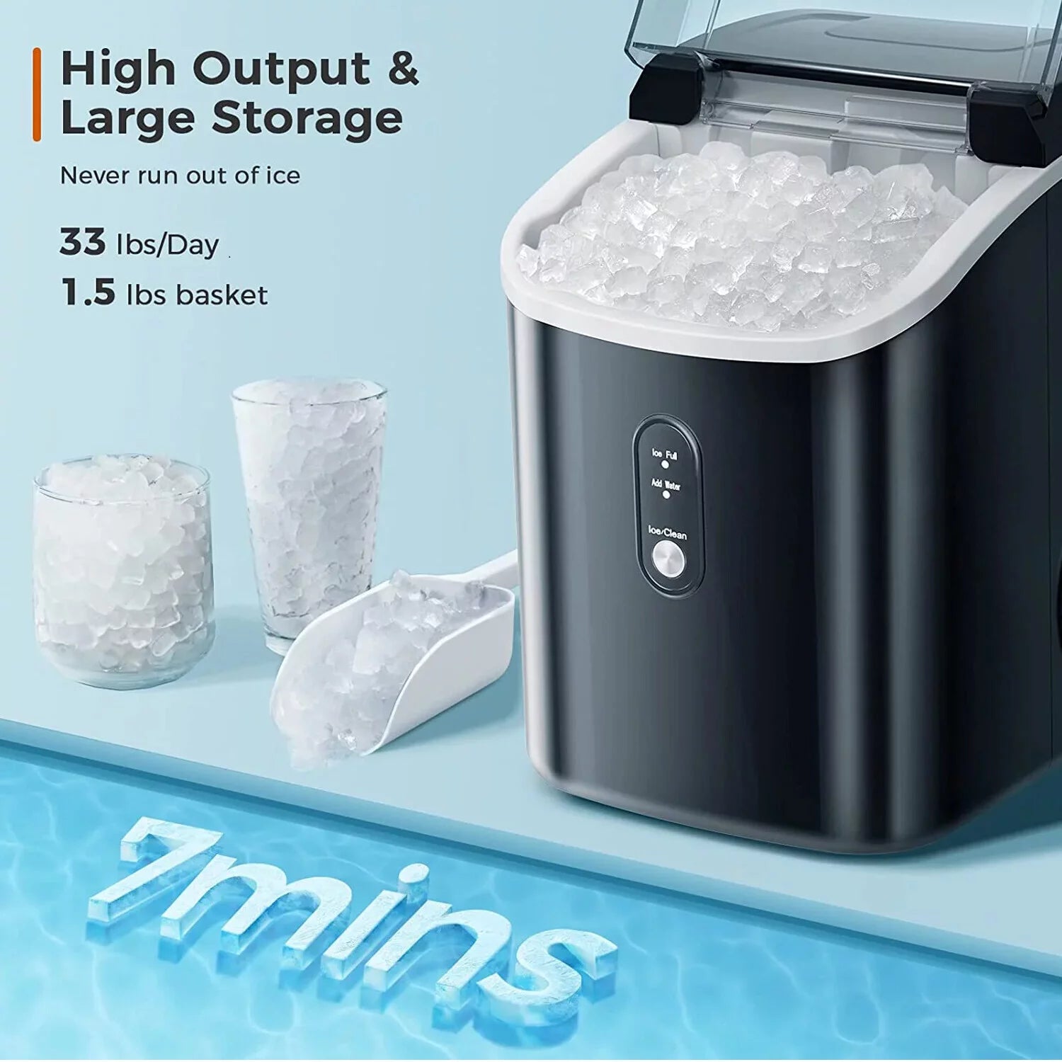 Black Nugget Ice Maker Countertop Y202526