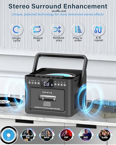 Portable Boombox CD Player with Cassette Player and Bluetooth V518951