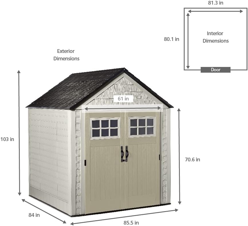 Beige/Brown 7 x 7 Ft Resin Outdoor Storage Shed W38723