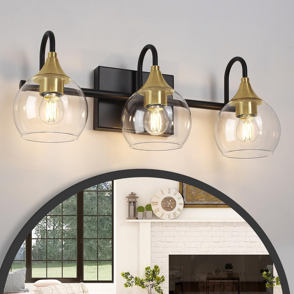 Black Gold 3 Light Bathroom Vanity Light H252103