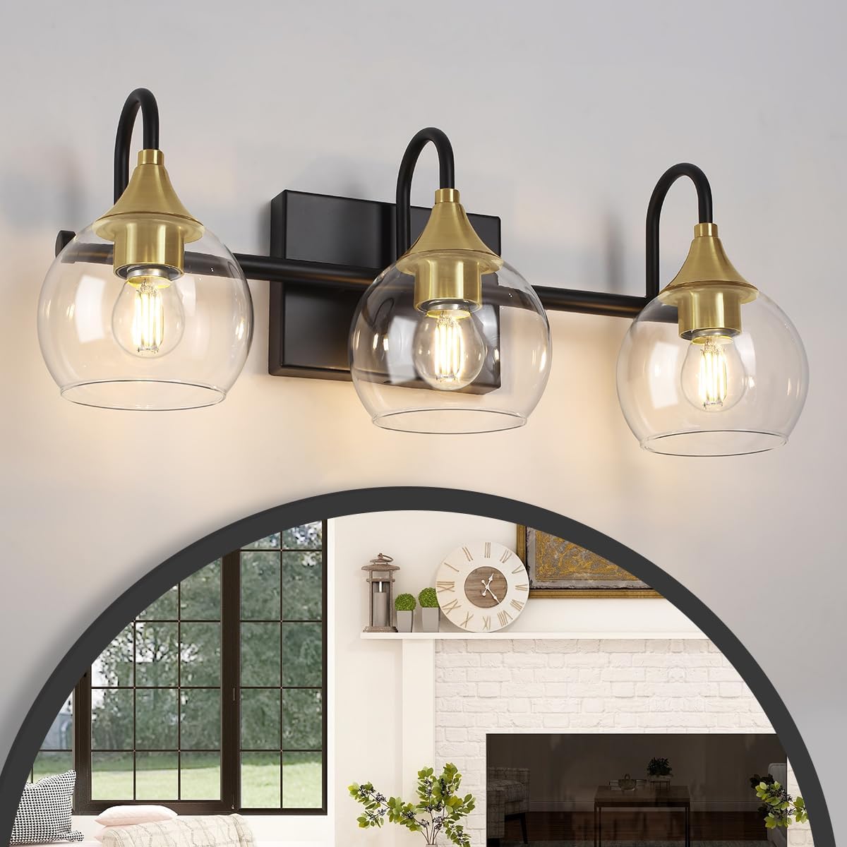 Black Gold 3 Light Bathroom Vanity Light H252103