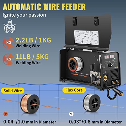 250Amp MIG Welder 3 in 1 220V Flux Core Gas Solid Wire Welding Machine with Torch J143085