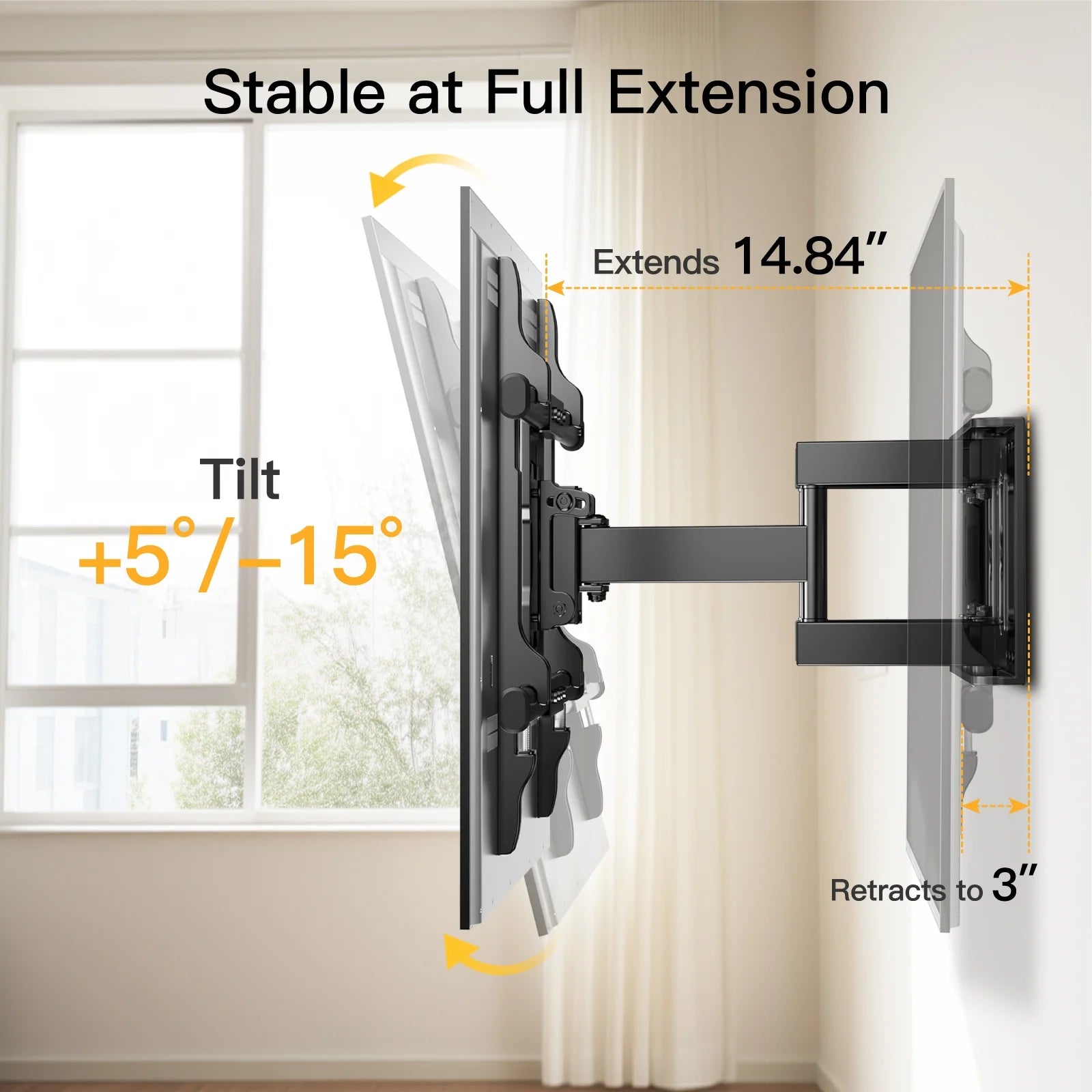 Full Motion TV Wall Mount for 37-75 inch TVs Holds up to 132lbs I2575