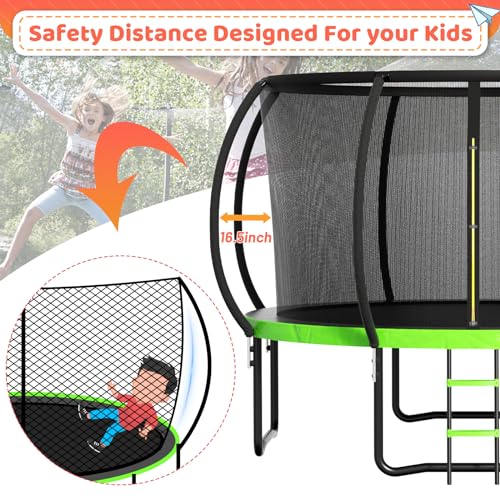 12FT 14FT 16FT Outdoor Trampoline with Ladder & Safety Net S646