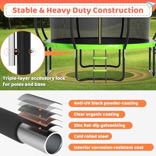 12FT 14FT 16FT Outdoor Trampoline with Ladder & Safety Net S646