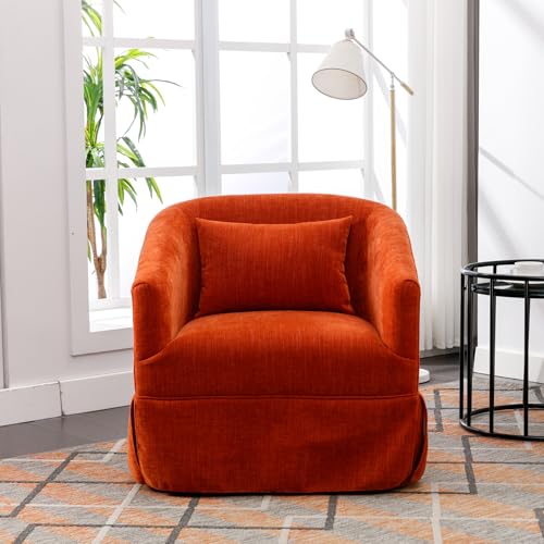 Blue Swivel Accent Armchair with Skirt and Metal Base A160275