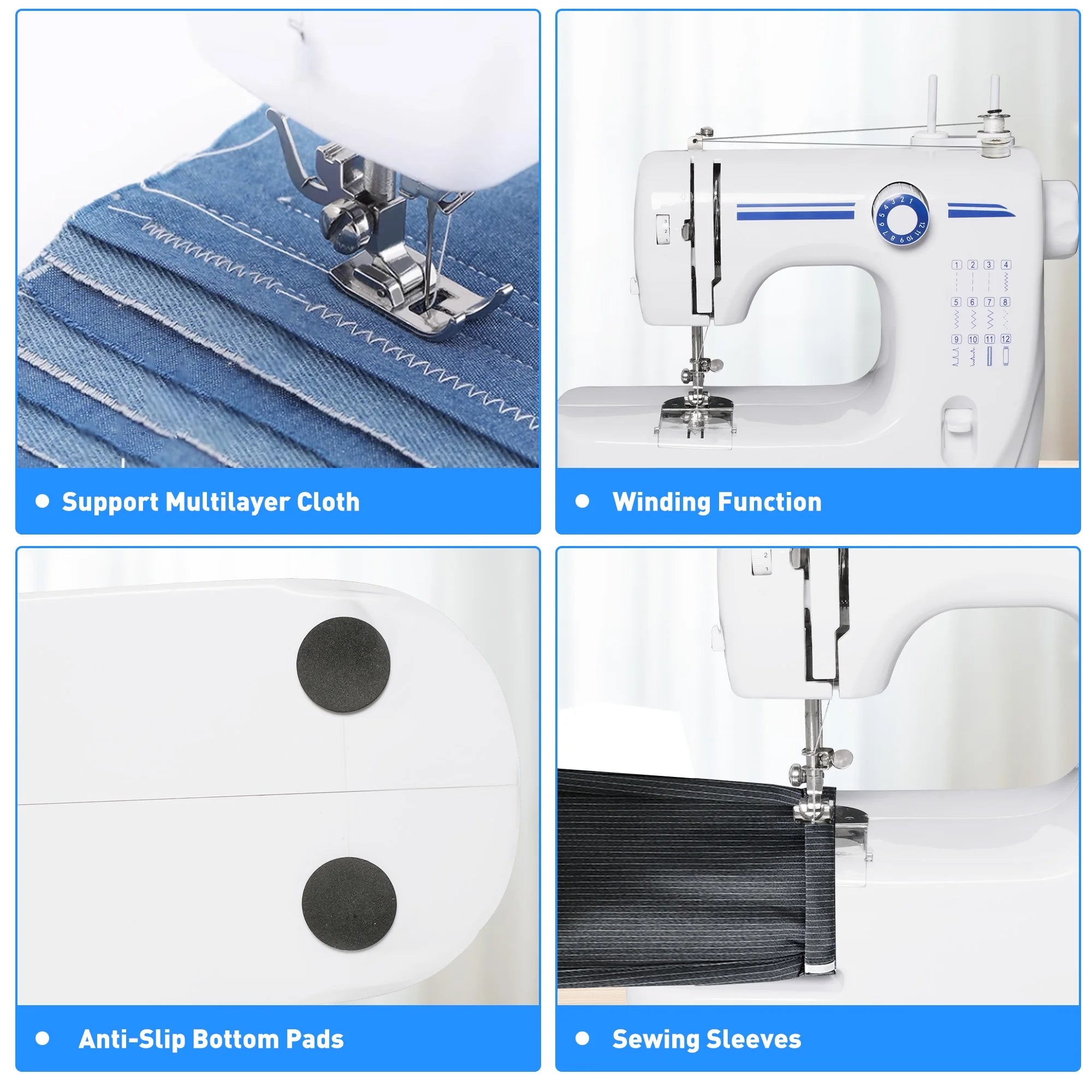 Portable Mini Sewing Machine, Blue, 12 Built-in Stitches P5073