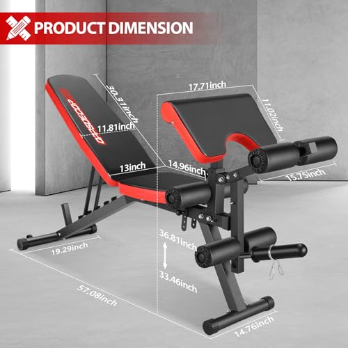 Adjustable Weight Bench with Leg Extension, Leg Curl - 800 LBS Heavy Duty Workout Bench T32454