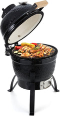 13 Inch Ceramic Charcoal Kamado Grill, Black Y79697