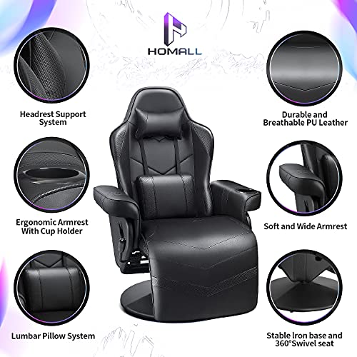 White PU Leather Gaming Recliner Chair with Footrest Headrest and Lumbar Support U2574