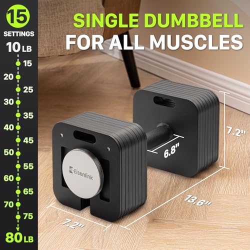 Adjustable Dumbbell, 10-50/80lb, 5lb Increments, Quick-Lock Square Weight Set R890