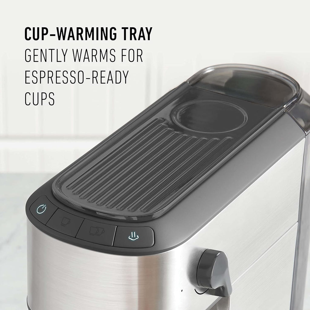 Compact Espresso Machine with Milk Frother, Stainless Steel S4047