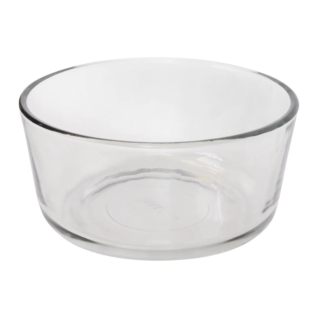 Round Glass 4-Cup Storage Bowl with Sea Glass Green Plastic Lid (2-Pack) O147268