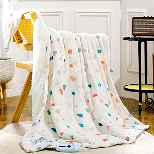 Heated Blanket Throw 50"x60" Machine Washable Electric Throw Blanket with 4 Heating Levels H7898