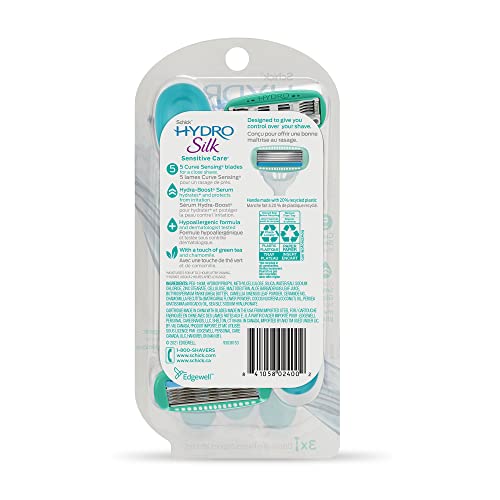 Hydro Silk Sensitive Skin Razor with 2 Moisturizing Razor Blade Refills L45382