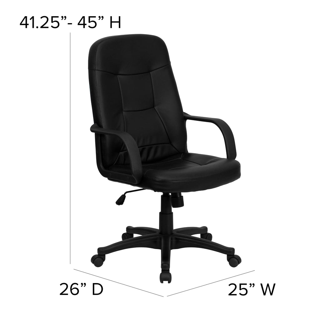Black Glove Vinyl Executive Swivel Office Chair with Arms P14154