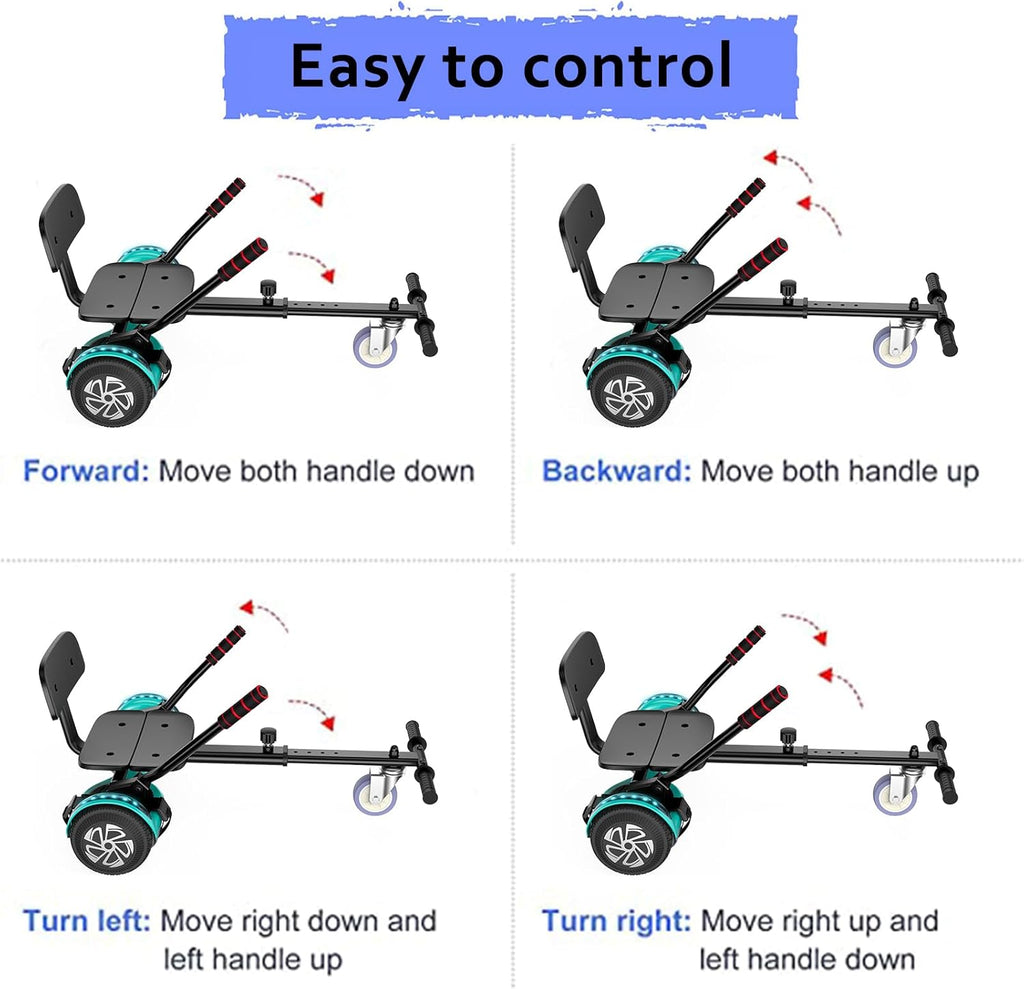 6.5" Self Balancing Scooter with Seat Attachment and Bluetooth LED Lights R6573
