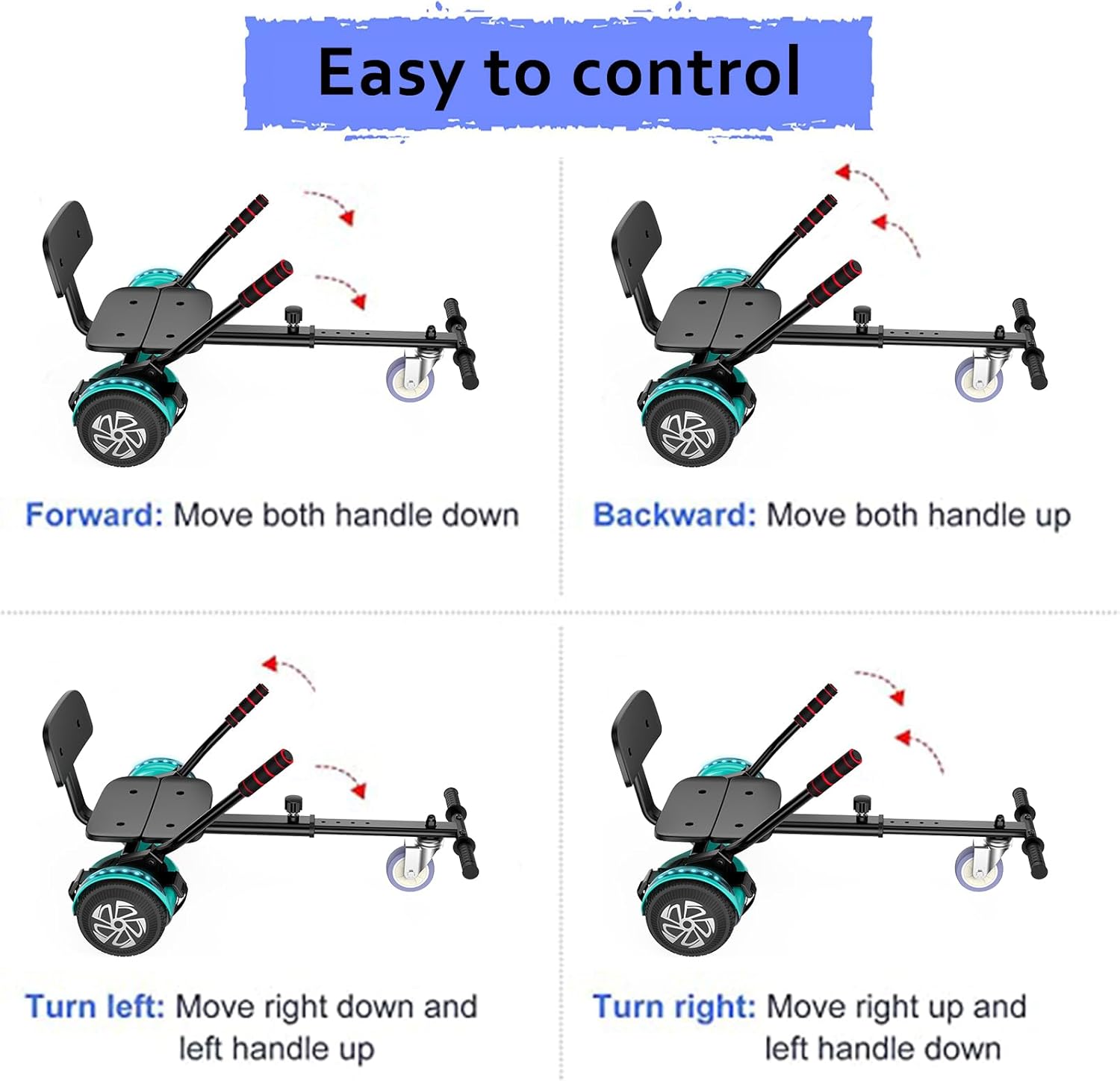 6.5" Self Balancing Scooter with Seat Attachment and Bluetooth LED Lights R6573