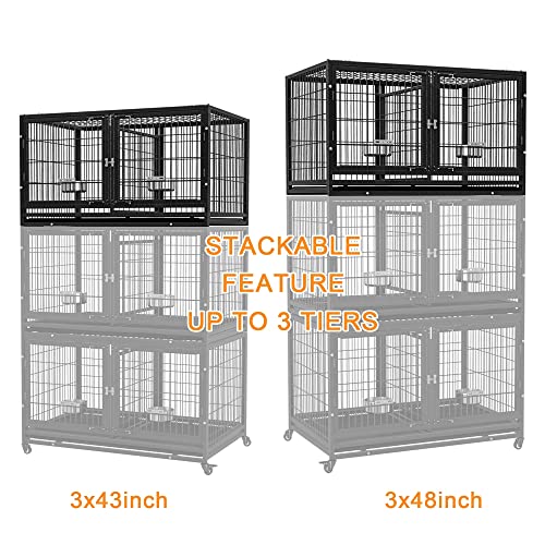 Heavy Duty Dog Crate Cage Kennel with Removable Wire Trays and Wheels H35523