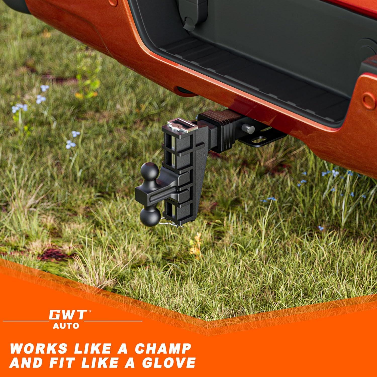 2" & 2-5/16" Dual-Ball Adjustable Trailer Hitch, 6 Inch Drop/Rise, 25,000 LBS GTW, Black K24205