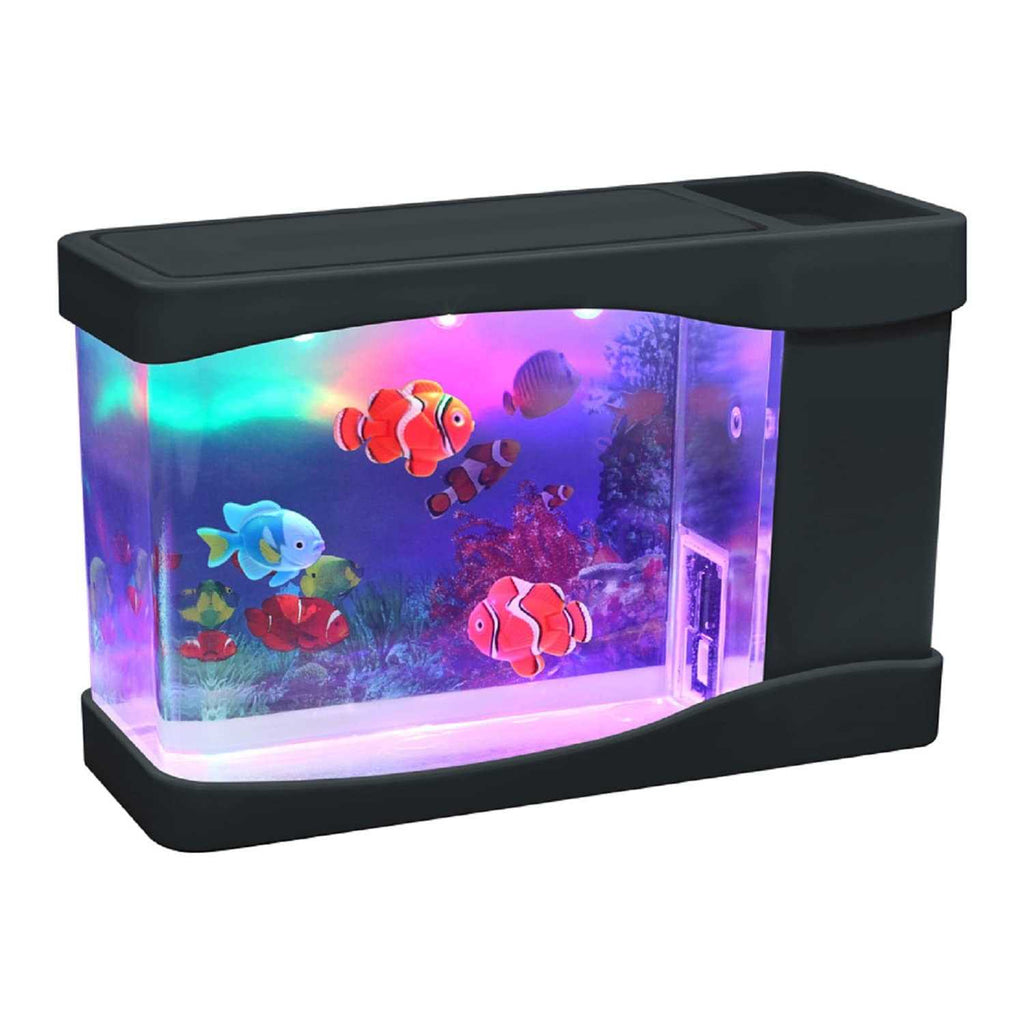 Artificial Fish Mini LED Aquarium Multi Colored LED Swimming Fish Tank with Bubbles O3856