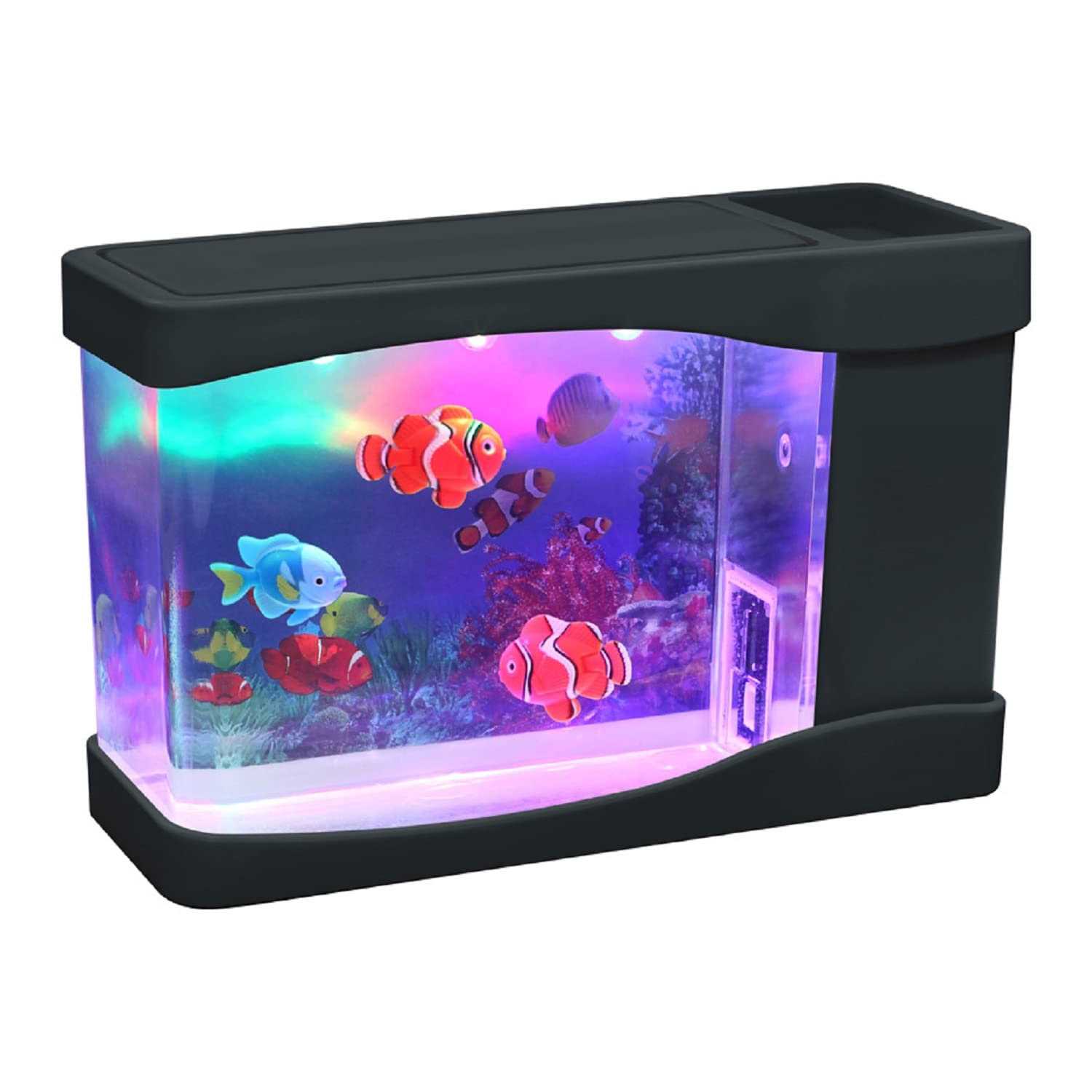 Artificial Fish Mini LED Aquarium Multi Colored LED Swimming Fish Tank with Bubbles O3856
