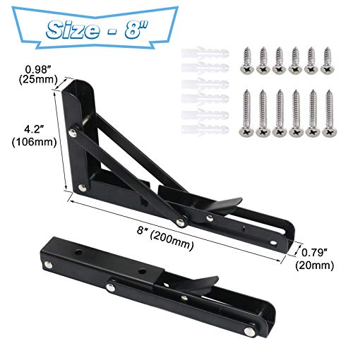 8 Inch Heavy Duty Metal Folding Shelf Brackets Pack of 2 V295606