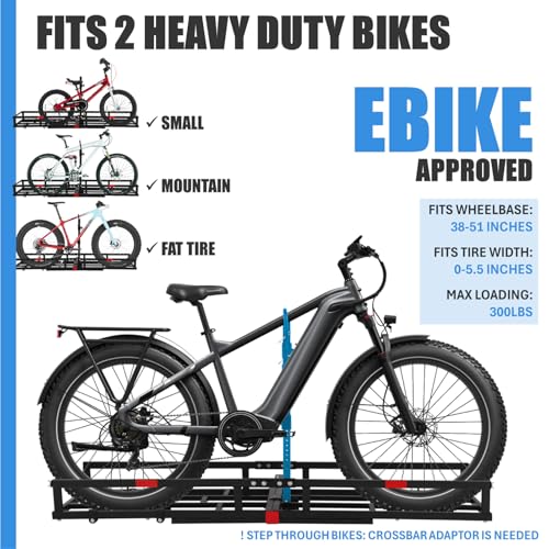 Red Heavy-Duty Hitch-Mount Bike Rack for 2 Electric Fat-Tire Bicycles C349