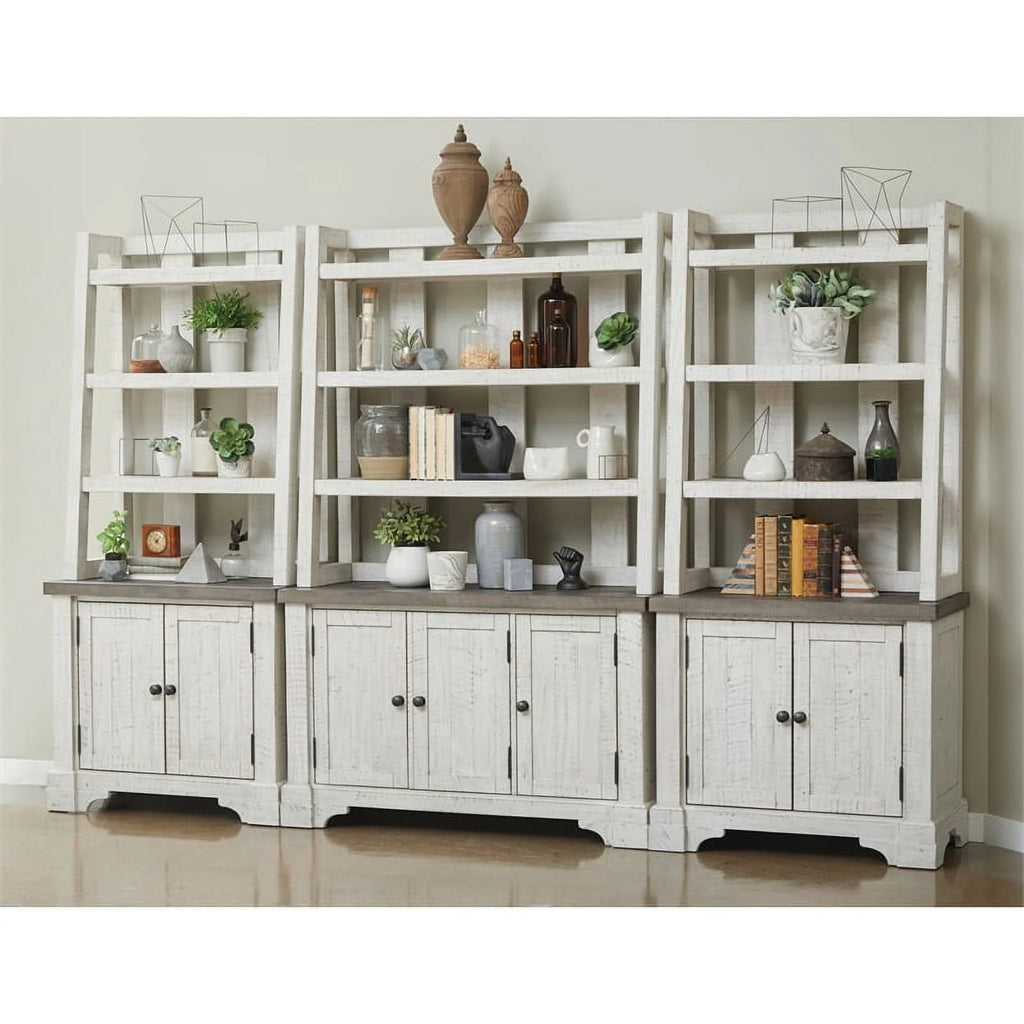 White Wood Credenza with Hutch B5465