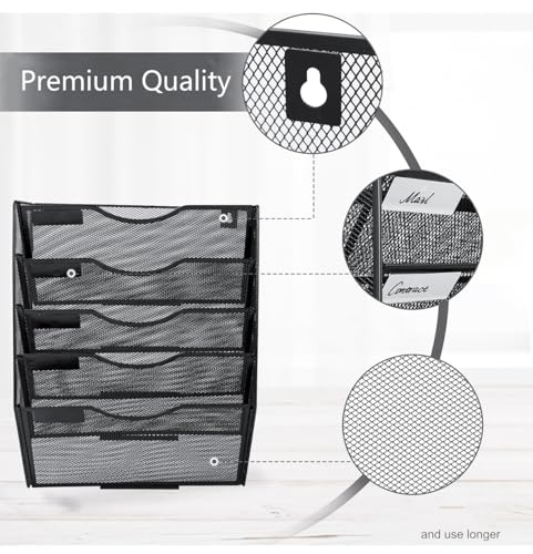 Black 3 Pocket Hanging Wall File Organizer D46502