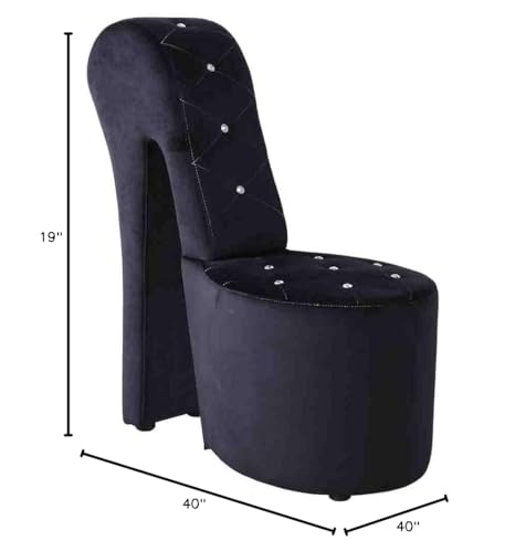 Black Velvet Shoe Chair with Crystal Studs B1180