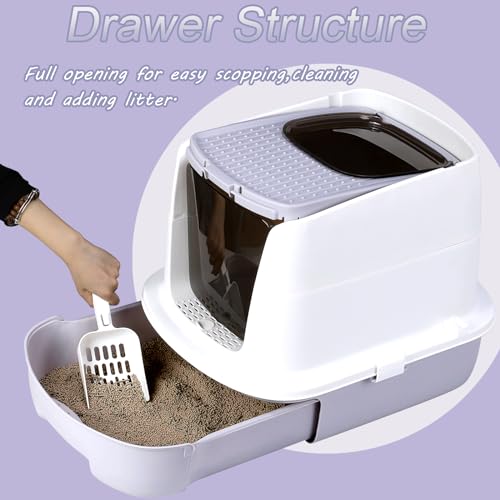 Grey Enclosed Cat Litter Box with Lid L27553