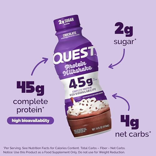 Chocolate Protein Shake, 45g Protein, 2g Sugar, 4g Net Carbs, Gluten Free, 12 Count G71400