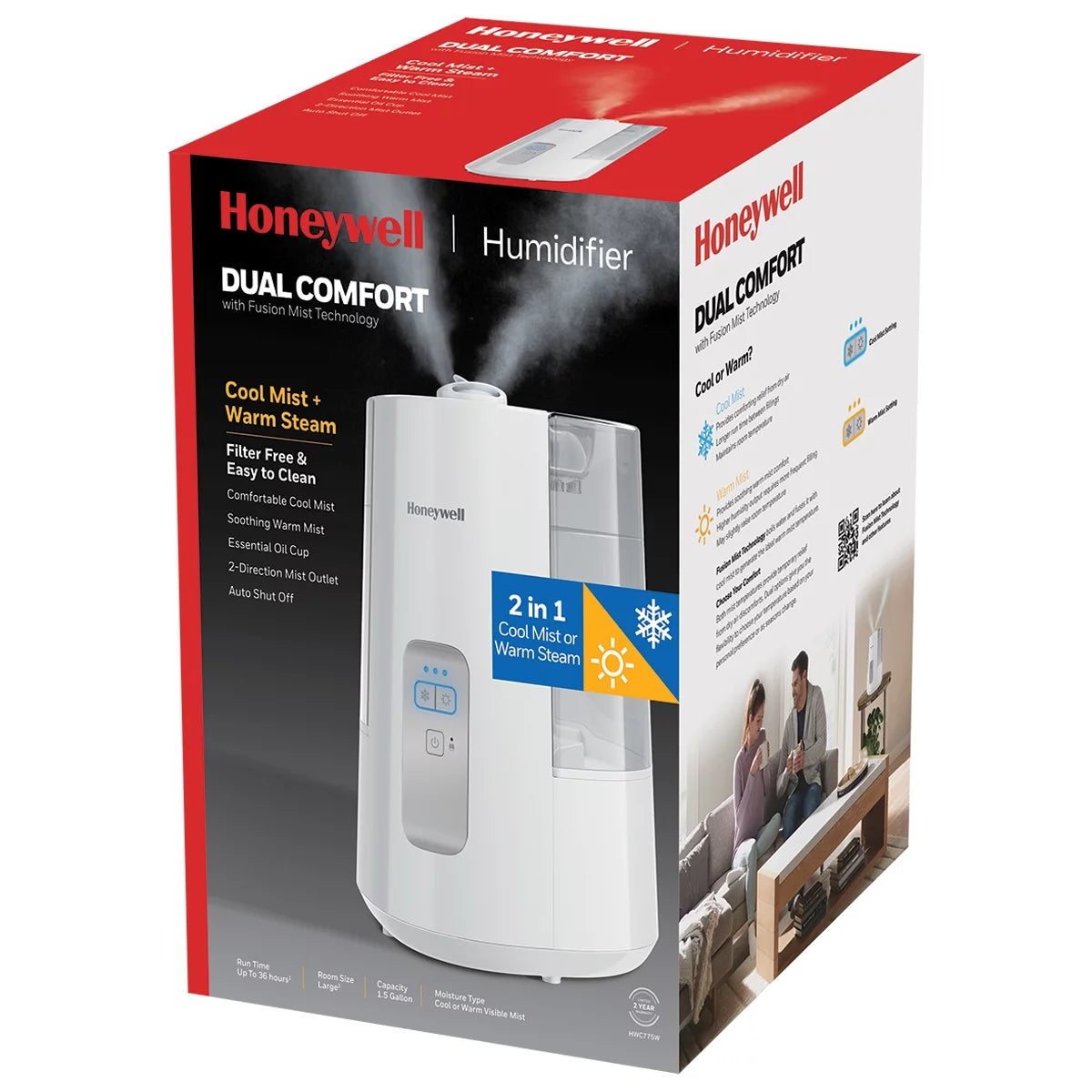 White Cool Warm Mist Humidifier, 600 sq ft W7946