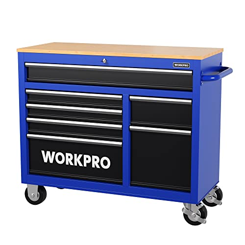 46-Inch 9-Drawers Rolling Tool Chest with Wooden Top J919265