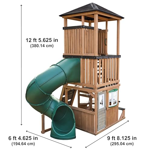 Three-Story Wooden Outdoor Playhouse with Slide I5760