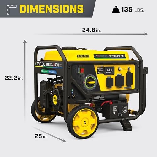 5000-Watt Electric Start Tri Fuel Portable Generator with CO Shield U813335