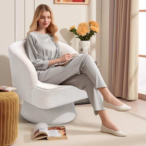 Beige Linen Swivel Accent Chair K848