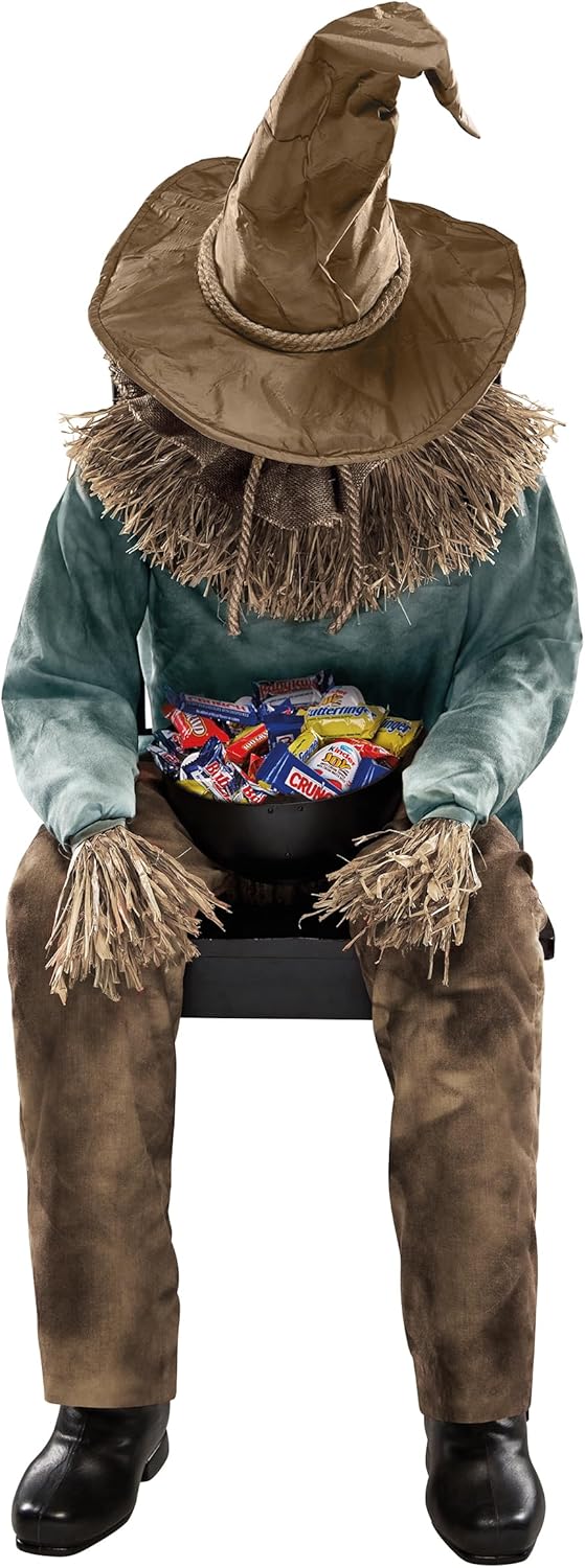 4.5 Ft Scary Sitting Scarecrow Animatronic E648116