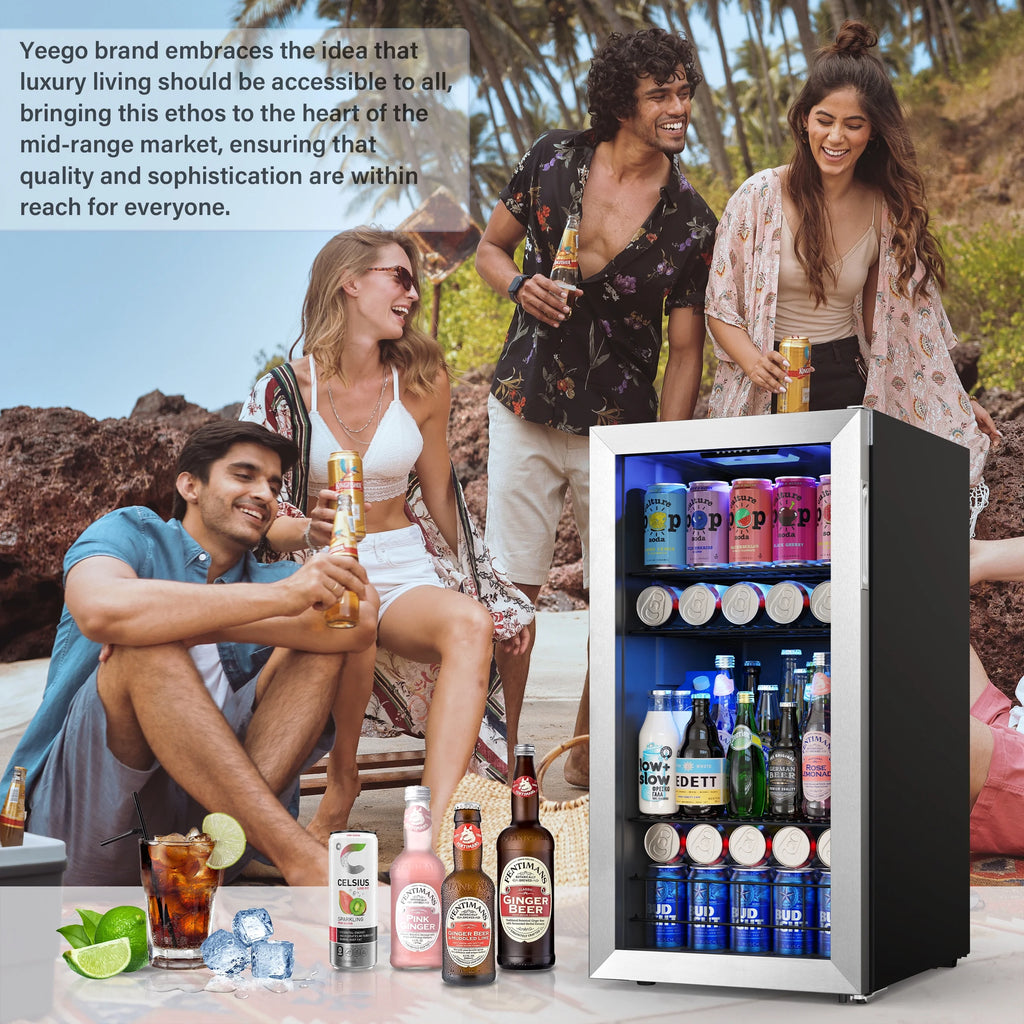 Freestanding Compact Mini Drink Fridge with Glass Door L58910