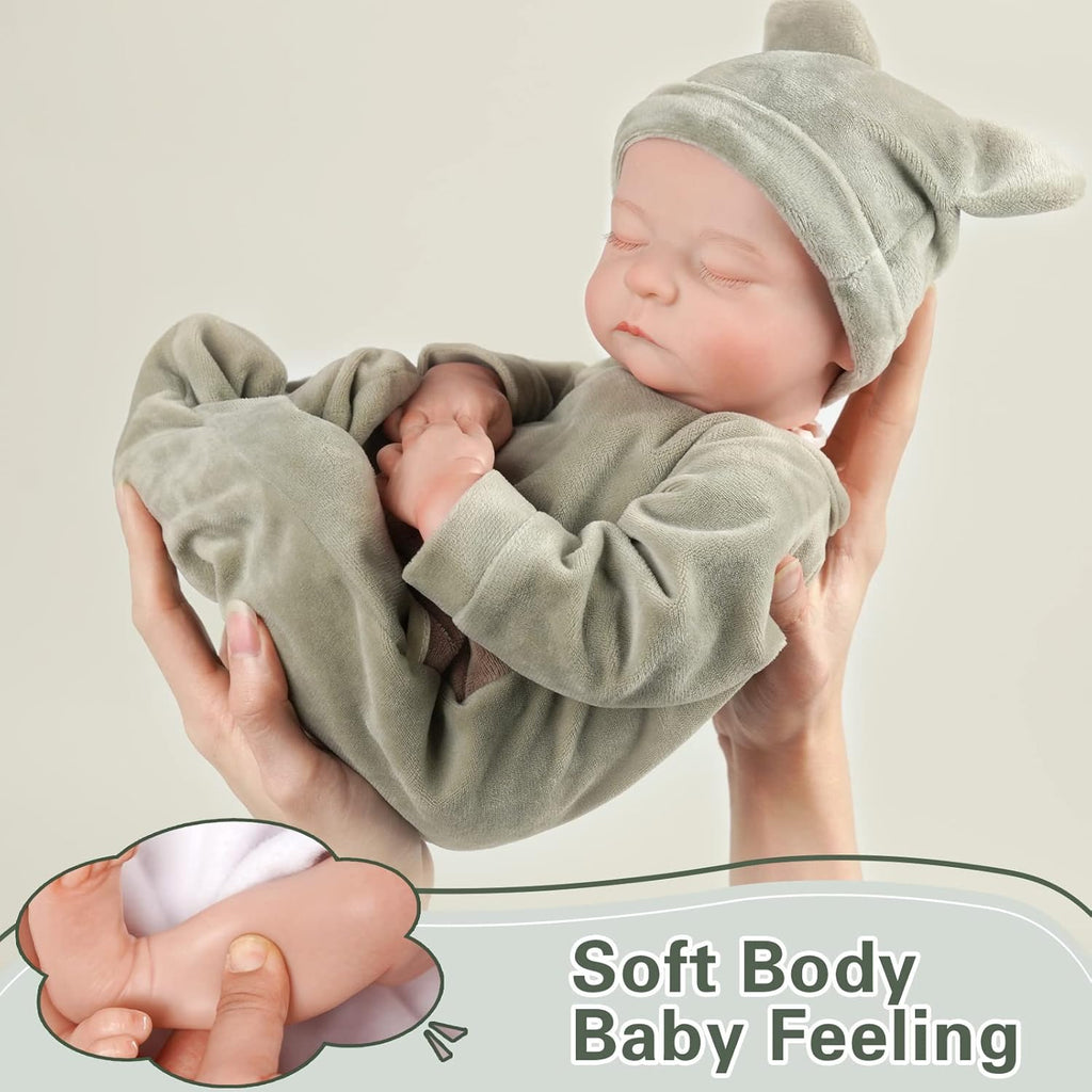 17-Inch Soft Cloth Body Realistic Newborn Sleeping Baby Doll Q9554