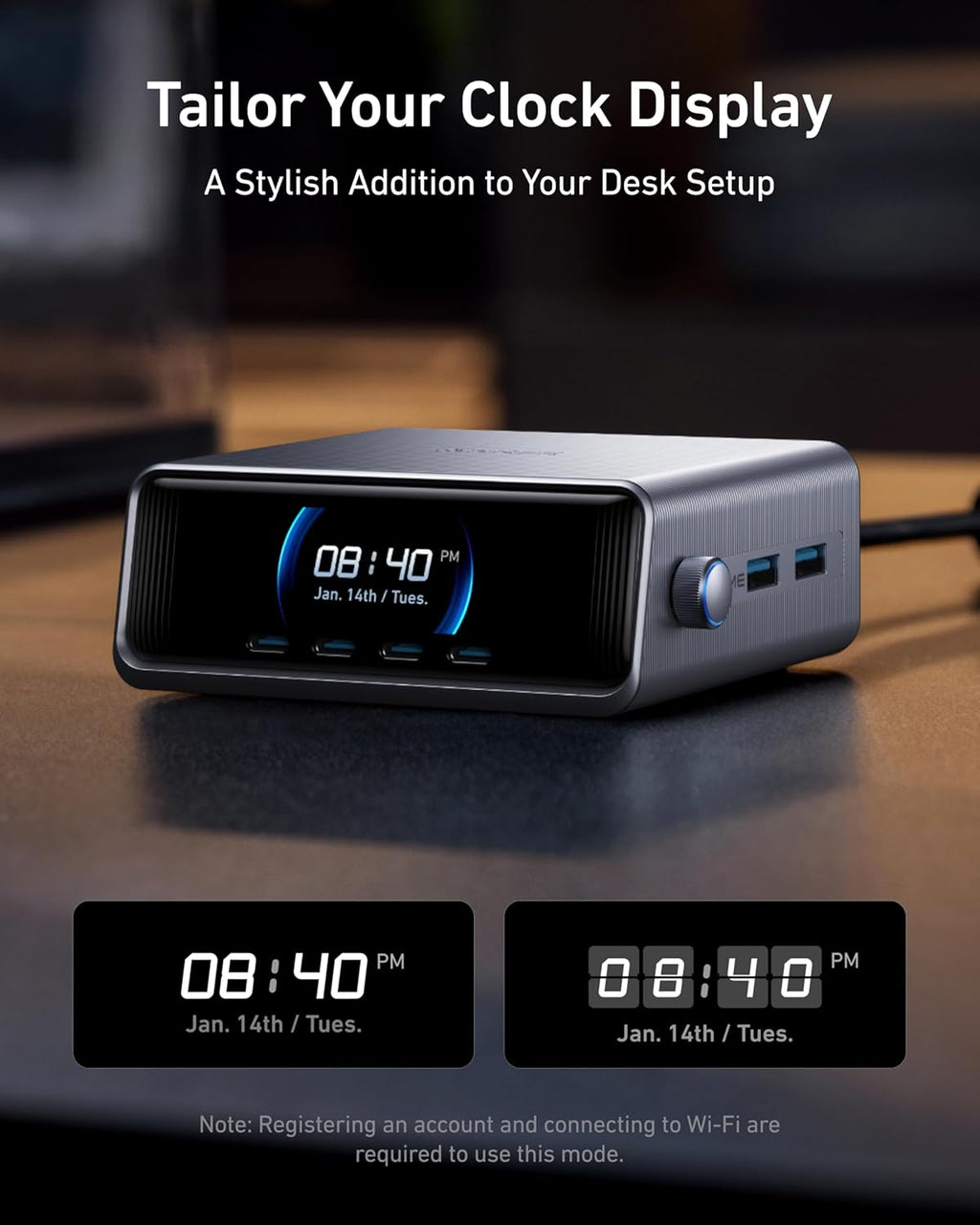 250W 6-Port GaN USB-C Charger with LCD Display X322