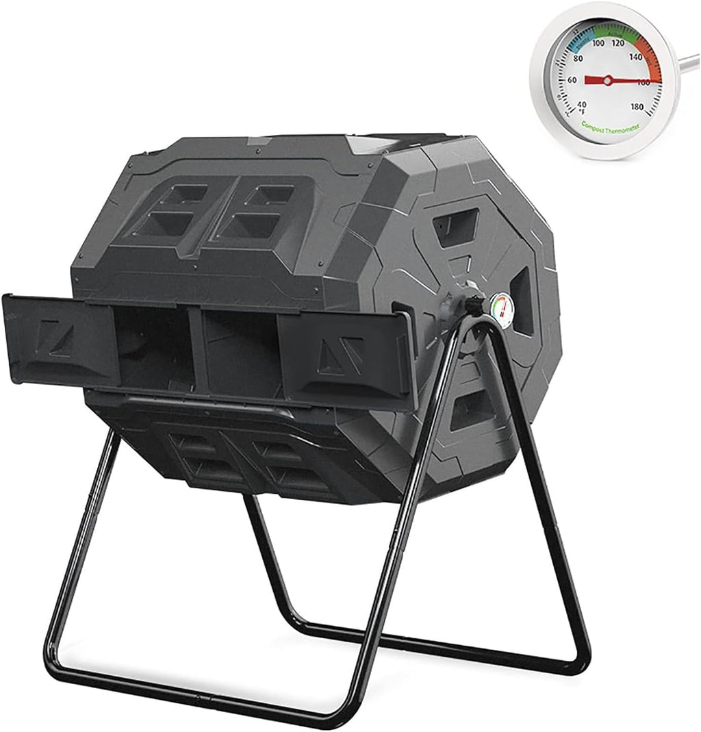 160L Dual Chamber Tumbling Compost Bin with Thermometer L9382