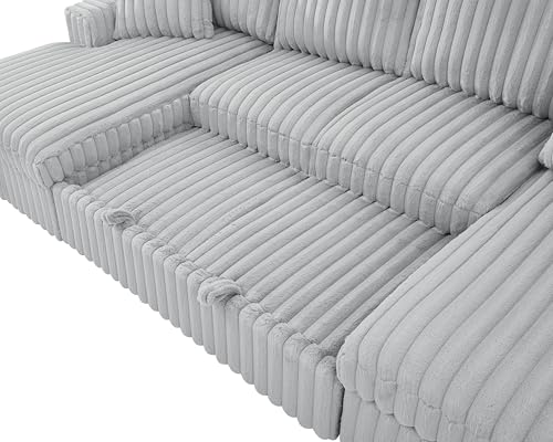 Grey Oversized U Shaped Sleeper Sofa with Double Storage Chaise J139