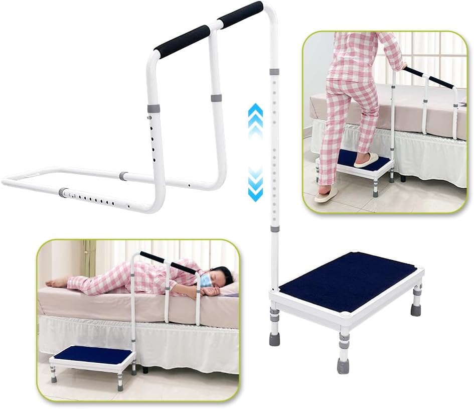 2-in-1 Bedside Guard Rails Step Stool with Handle E309657