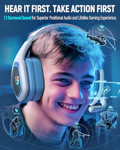 Wireless Gaming Headset with Microphone, 2.4 Ghz USB & Type-C, 30H Battery Y70687