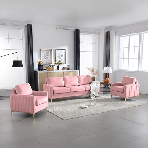 Black Velvet 3 Piece Sofa Set M7076