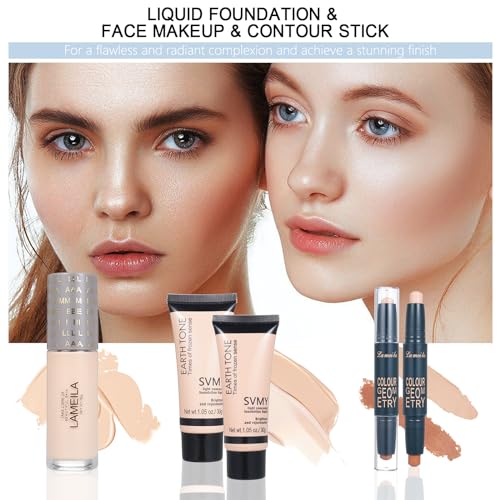 18 Color Eyeshadow Palette Foundation Lipstick Eyebrow Pencil Makeup Kit Y81792
